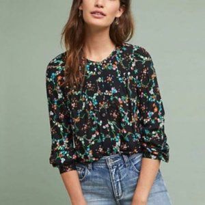 Anthropologie | MAEVE Avignon Black Floral Blouse
